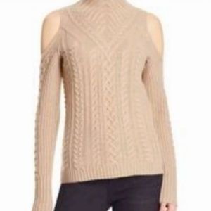 Aqua Cashmere Cable Knit Cold Shoulder Sweater Size M